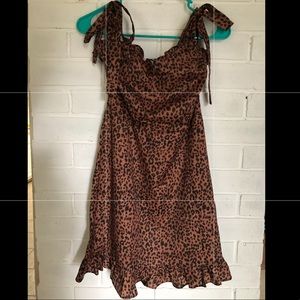 Leopard Mini Dress with Tie Straps
